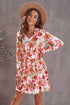 V Neck Long Sleeve Tie Waist Mini Dress